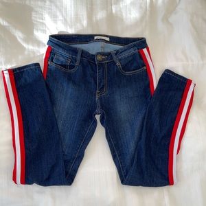 Jeans with Red & White Stripe